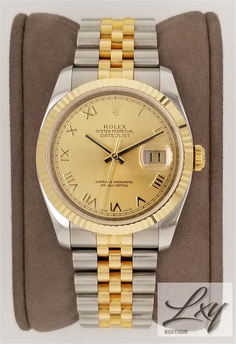 rolex ref 6120379|Rolex Datejust 36mm 116233 Yellow Gold SS Champagne .